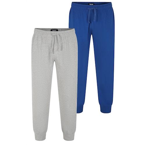 Bigdude Pyjamahosen mit Bündchen, Doppelpack, Blau/Grau
